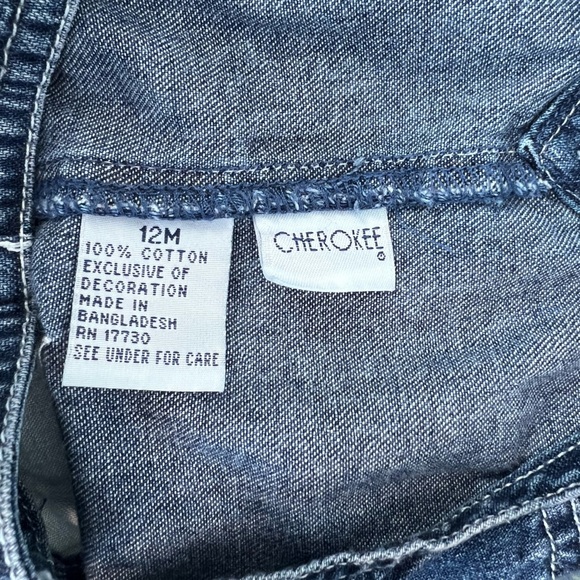 Vintage Cherokee Denim Skirtall Chicken Farm Theme Overalls 12M Baby Girl - Picture 6 of 7